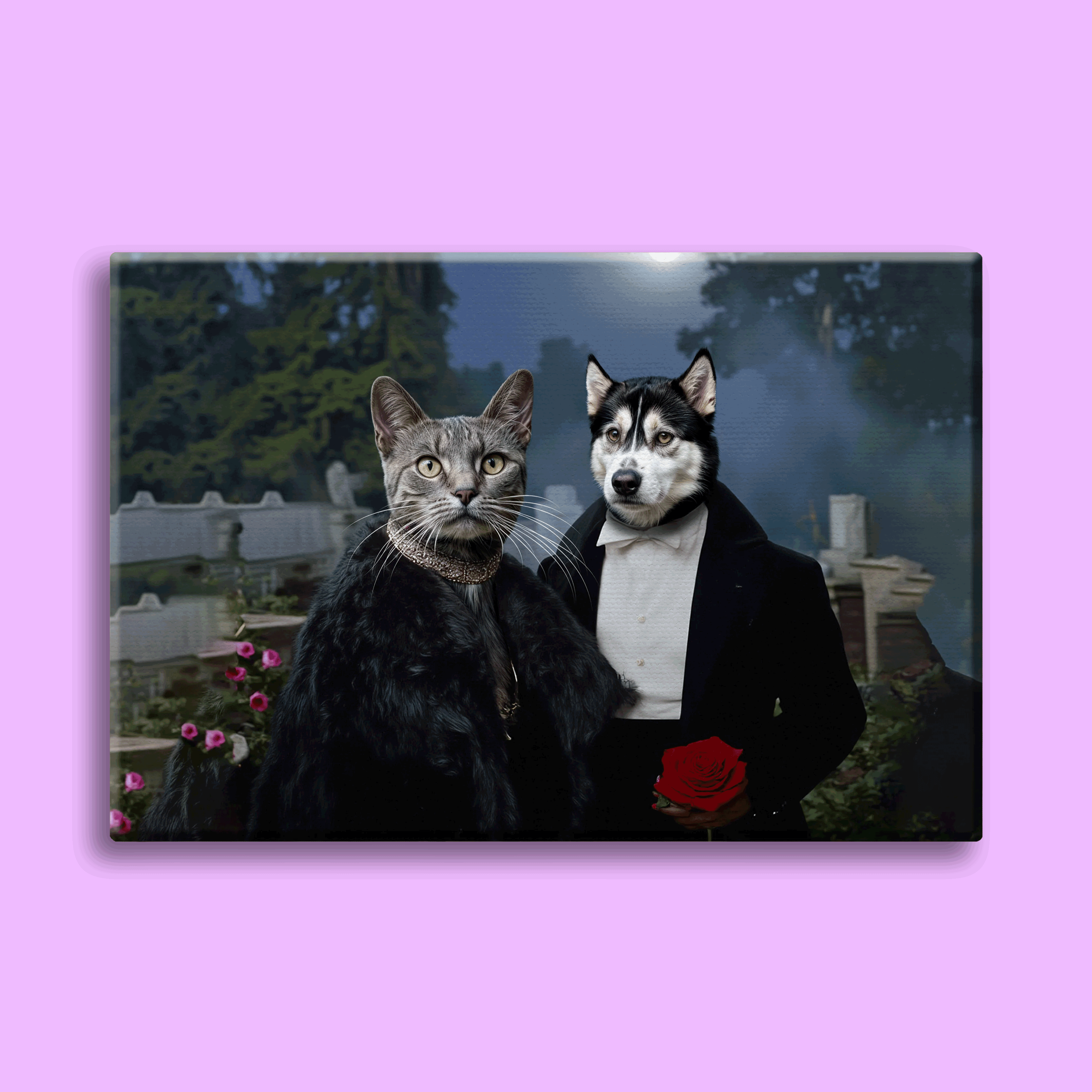 Mr & Mrs Vempire Halloween Pet Portrait - Custom Pet Portrait